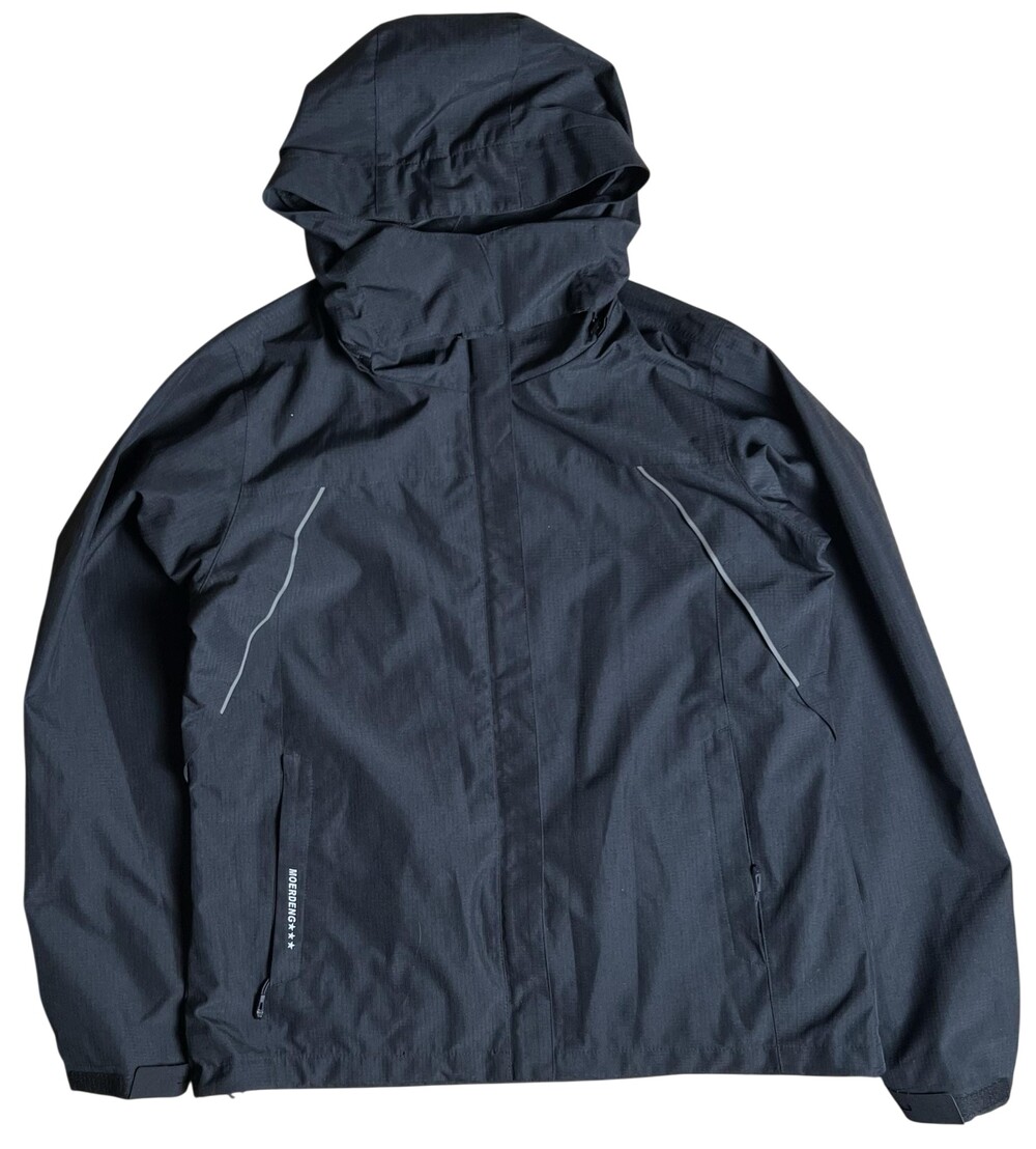 MOERDENG Jacket Womens M Black Windbreaker Hooded Lined Pockets Lightweight